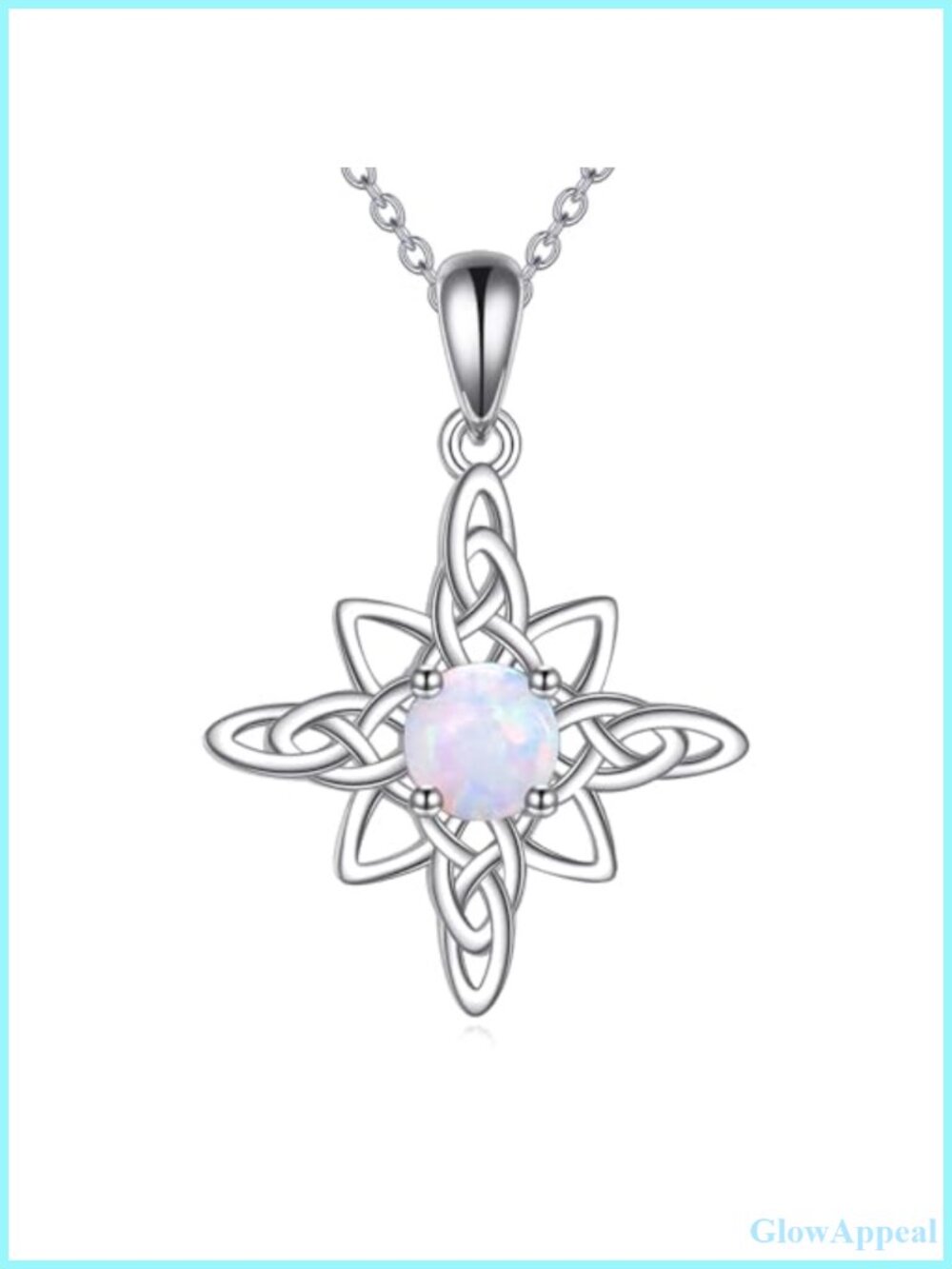 925 Sterling Silver North Star Opal Celtic Knot Pendant Necklace Adjustable